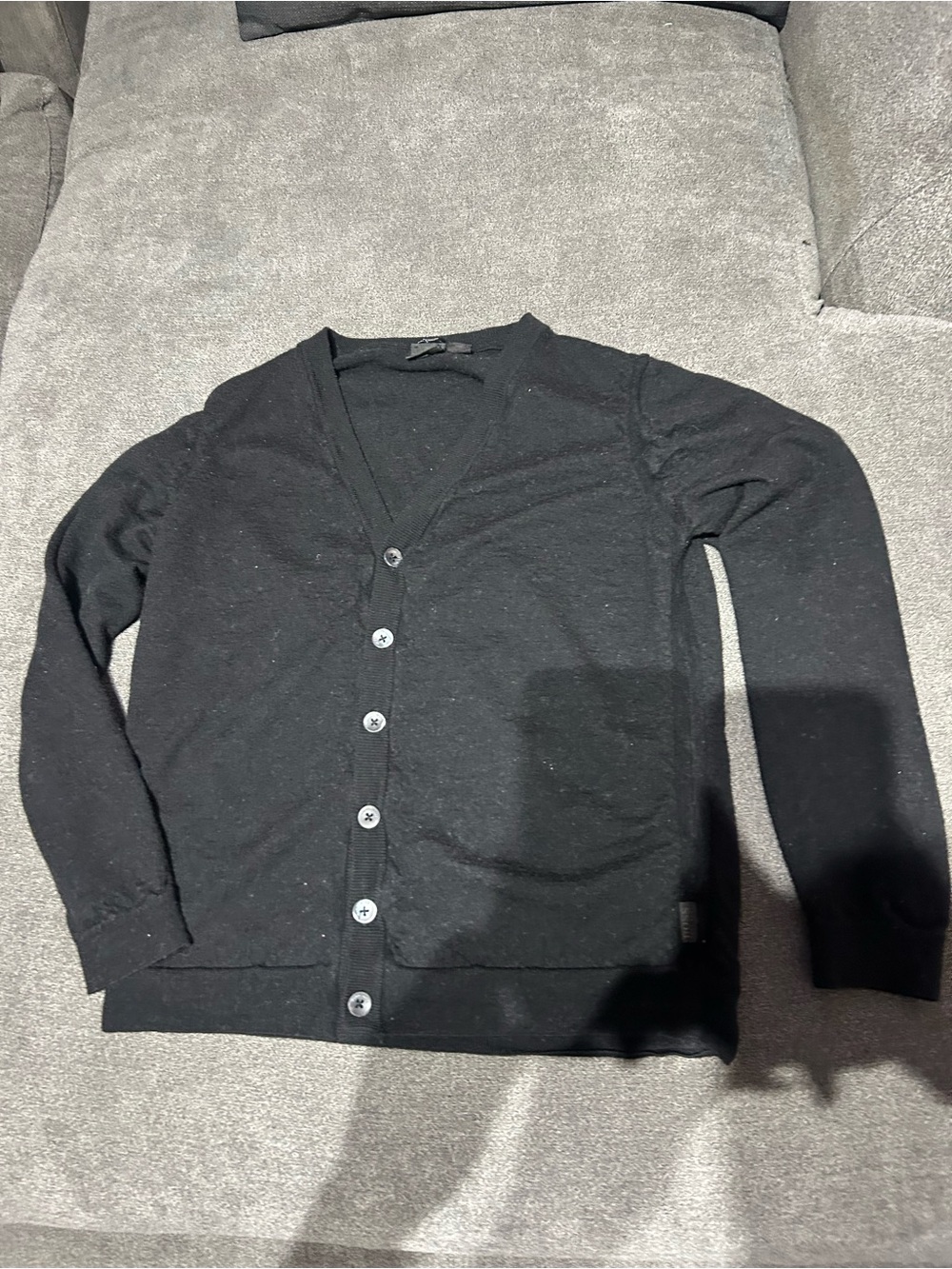 Hugo Boss Men's Black V-Neck Button-Front Cardigan (men’s small / women’s m)